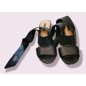 FOREVER 21 Faux Leather Black Wrap Heels